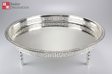 Elegante Tablett Orientalisch rund "Ares " Silber  L